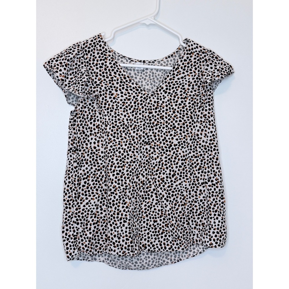 Old Navy Animal Print Flutter Sleeve V-Neck‎ Blouse Small Brown Black White